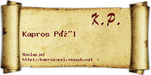 Kapros Pál névjegykártya